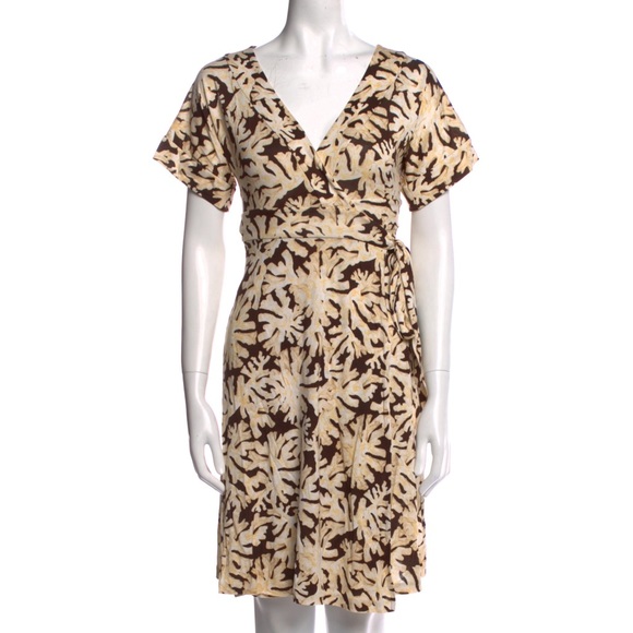 00's Long Sleeve Wrap Print Silk Dress by Diane Von Furstenberg main image 0